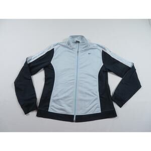NIKE Womens Track Jacket Light Blue & Navy Sz XL Y2K